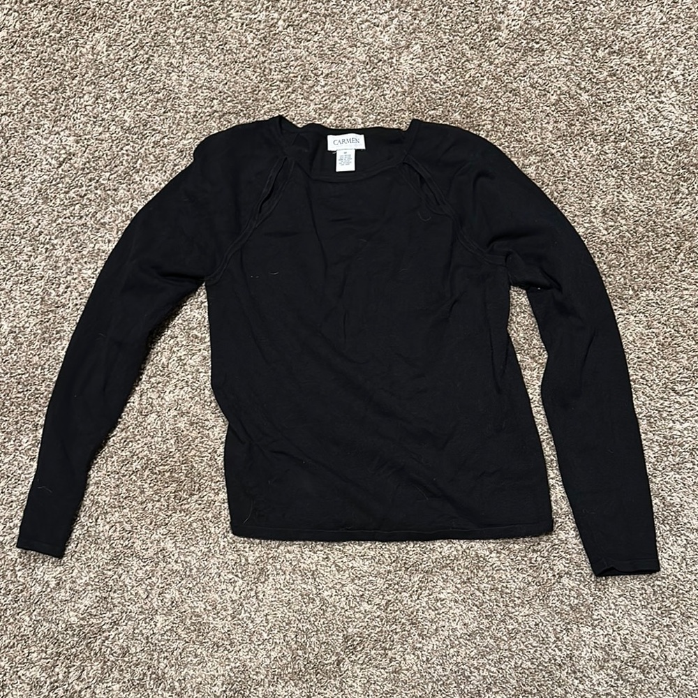 Women's Elegant Black Long Sleeve Top
